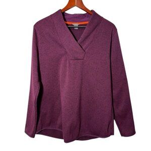 Eddie Bauer V-neck Plum Fleece Sweater Women's Size XL Outdoor Active